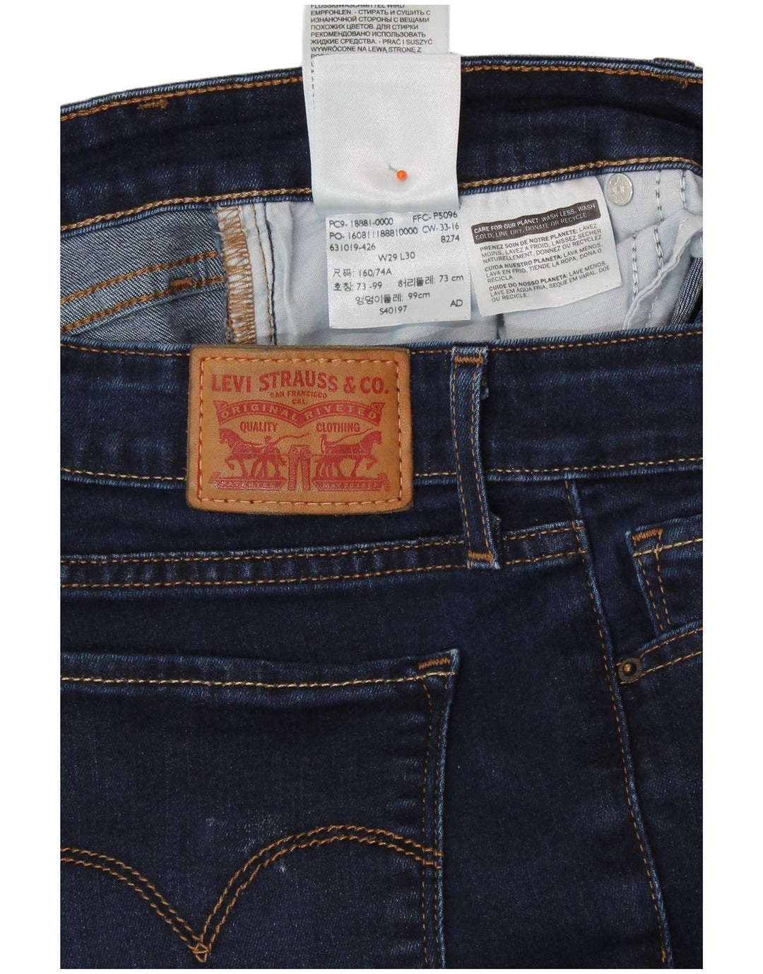 LEVI'S Vaqueros pitillo para mujer W29 L30 Algodón azul marino