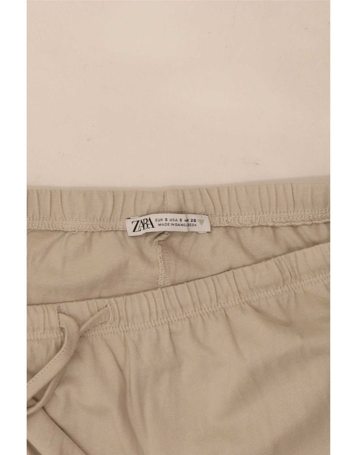 Zara Mujer Maxi Falda Pequeña W26 Algodón Beige