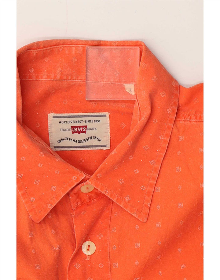 Levi's Camisa de manga corta para hombre, talla grande, con lunares naranjas