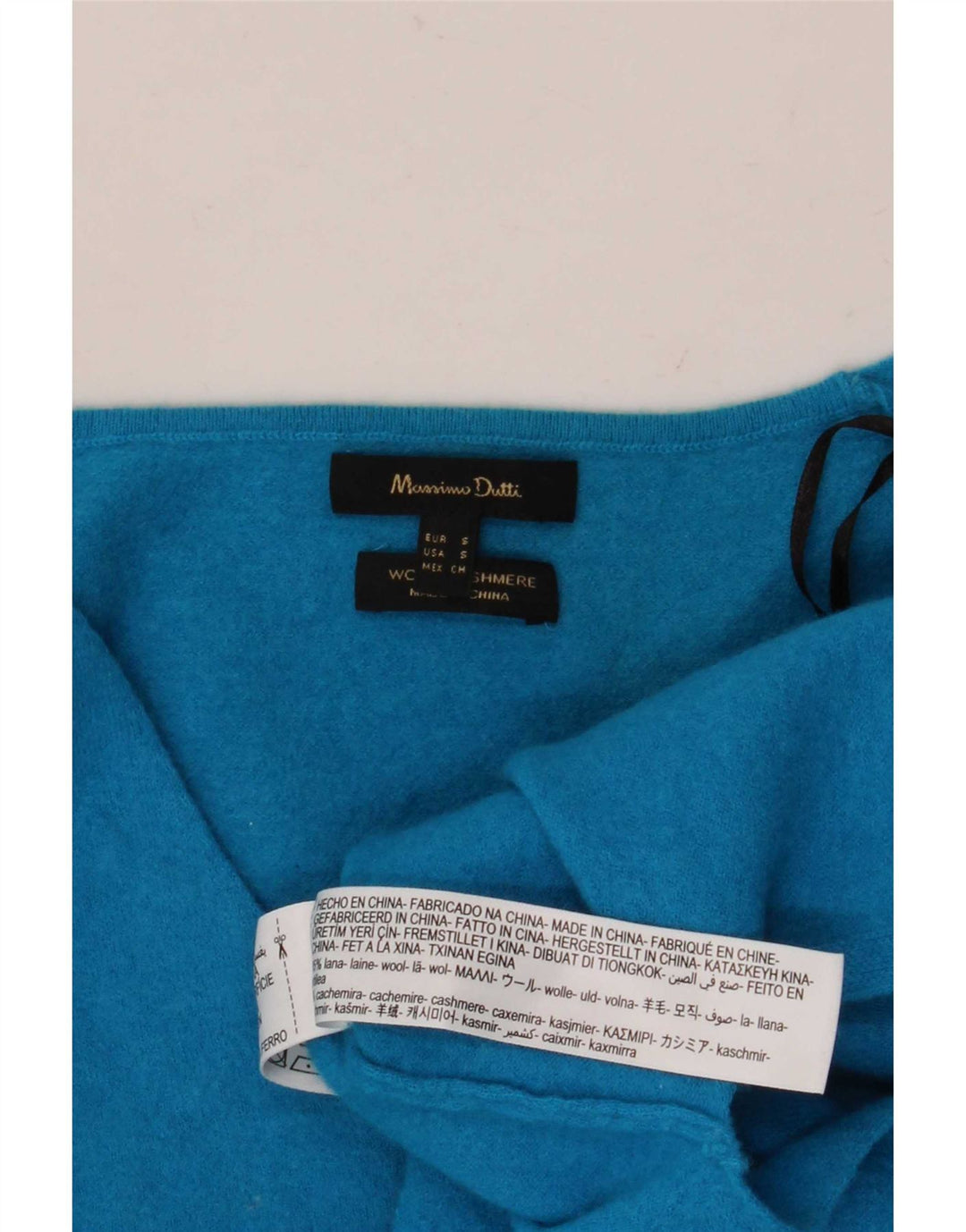 Massimo Dutti Jersey Corto con Cuello en V para Mujer UK 10 Small Azul