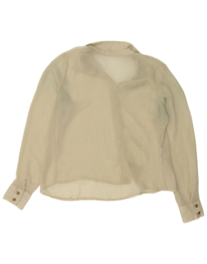 Vintage mujer ver a través de camisa Reino Unido 14 Medio Beige