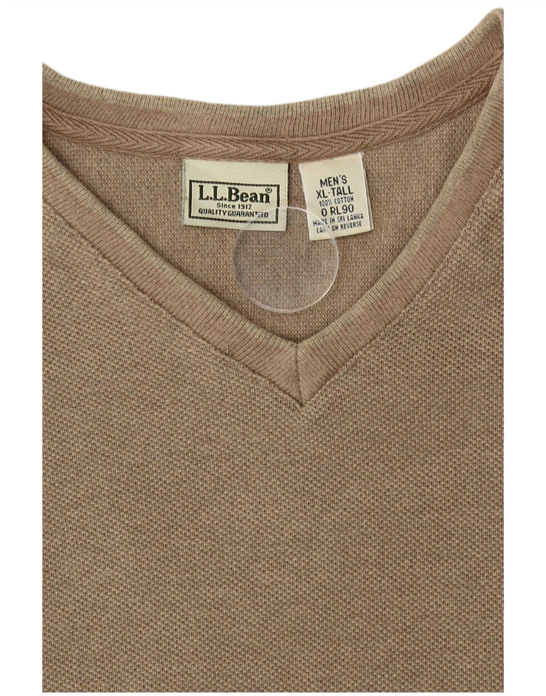 L.L.Bean Camiseta Hombre Manga Larga XL Algodón Beige