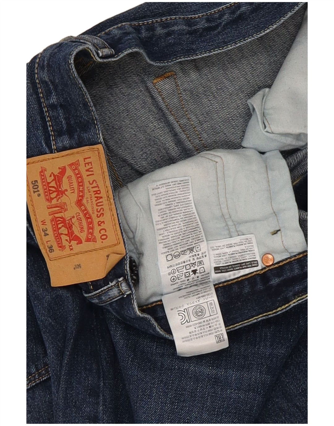 Levi's Vaqueros rectos 501 para hombre W34 L36 Algodón azul