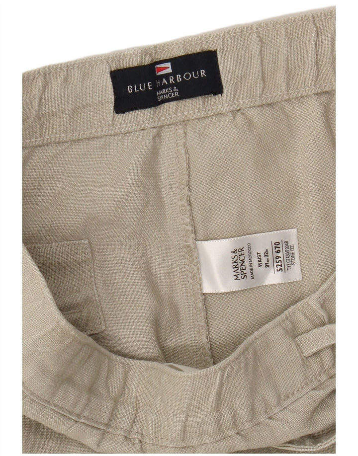 Marks & Spencer Bermudas Blue Harbor para hombre W32 Large Beige Linen