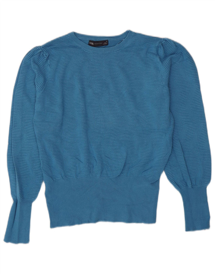 Marks & Spencer - Jersey para mujer con cuello barco, talla 40, color azul medio, Chevron