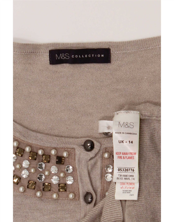 Marks & Spencer Suéter tipo cárdigan para mujer UK 44 Viscosa gris medio