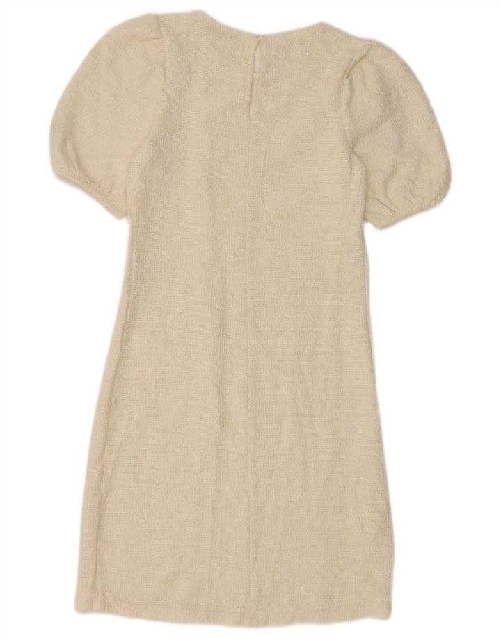 Zara Mujer Vestido Tubo UK 8 Pequeño Algodón Blanco