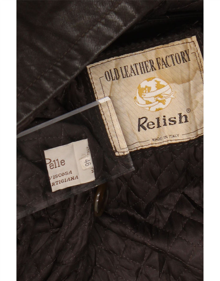 RELISH Chaqueta de cuero para mujer IT 46 Cuero marrón grande
