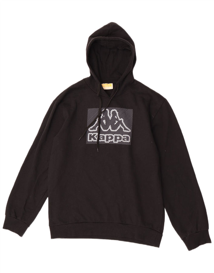 Kappa Mujer Graphic Sudadera Con Capucha Jersey Grande Negro Algodón
