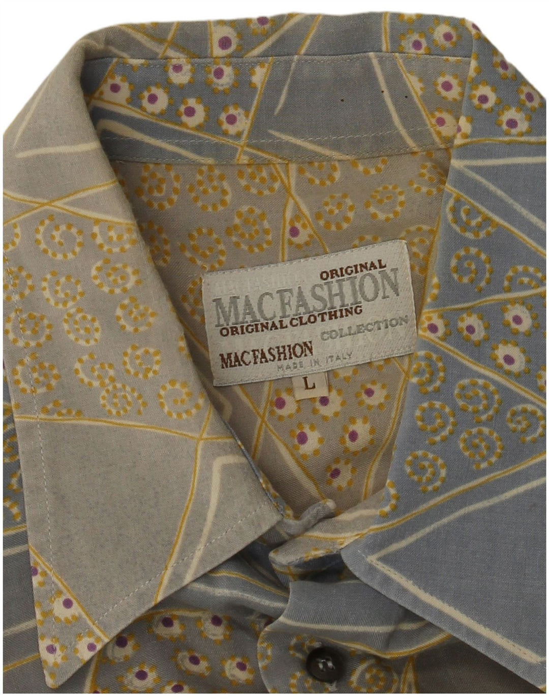 MAC FASHION Camisa de manga corta para hombre grande azul geométrico