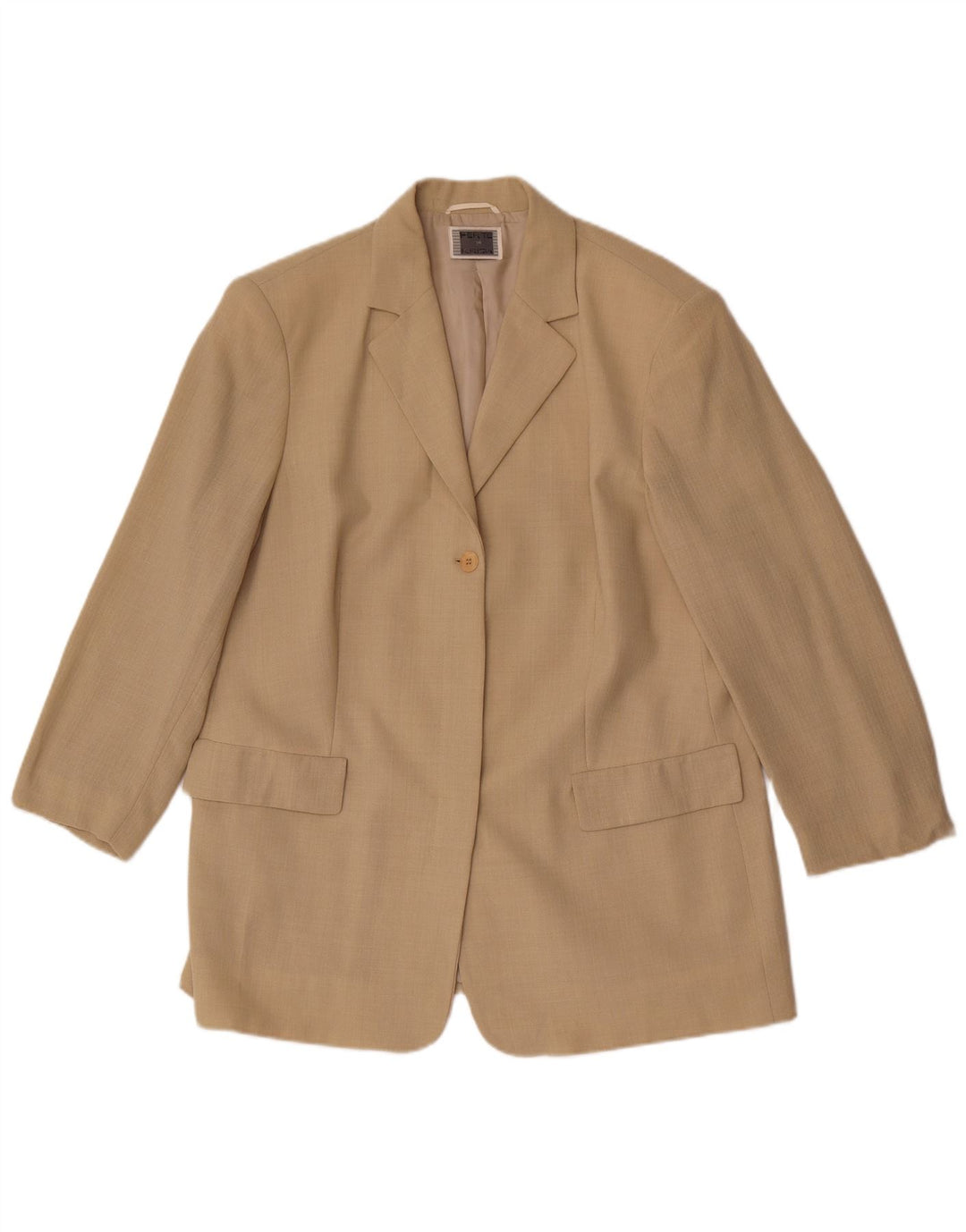 Perte by Krizia Chaqueta tipo blazer con 1 botón para mujer UK 46 Large Viscosa beige