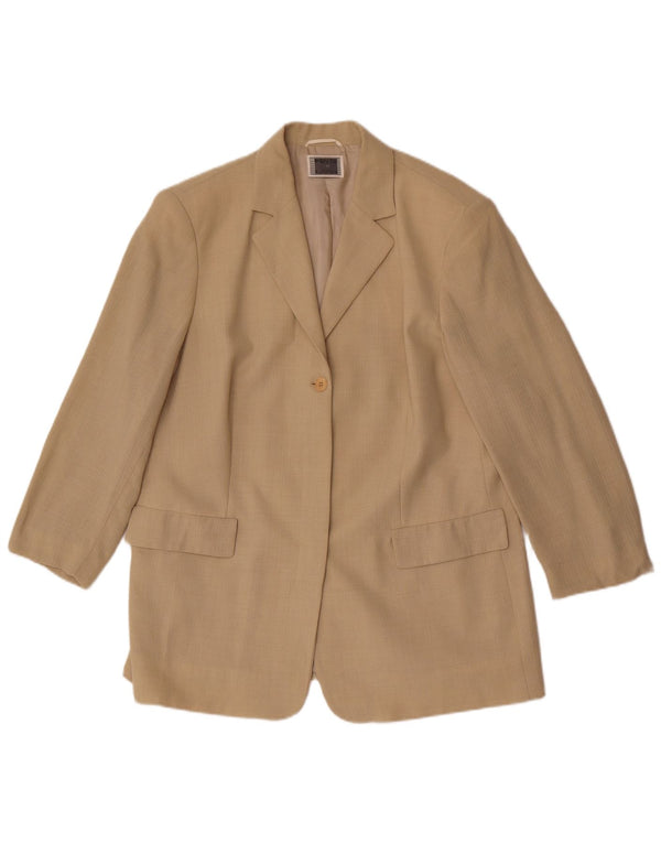 Perte by Krizia Chaqueta tipo blazer con 1 botón para mujer UK 46 Large Viscosa beige