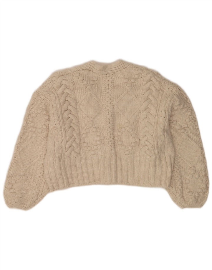 Zara Mujer Crop Suéter Cárdigan Extragrande Reino Unido 44 Medio Blanco Acrílico