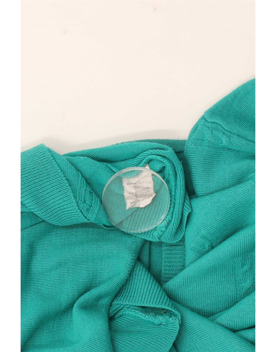 Vintage hombres V-cuello jumper suéter grande lana turquesa