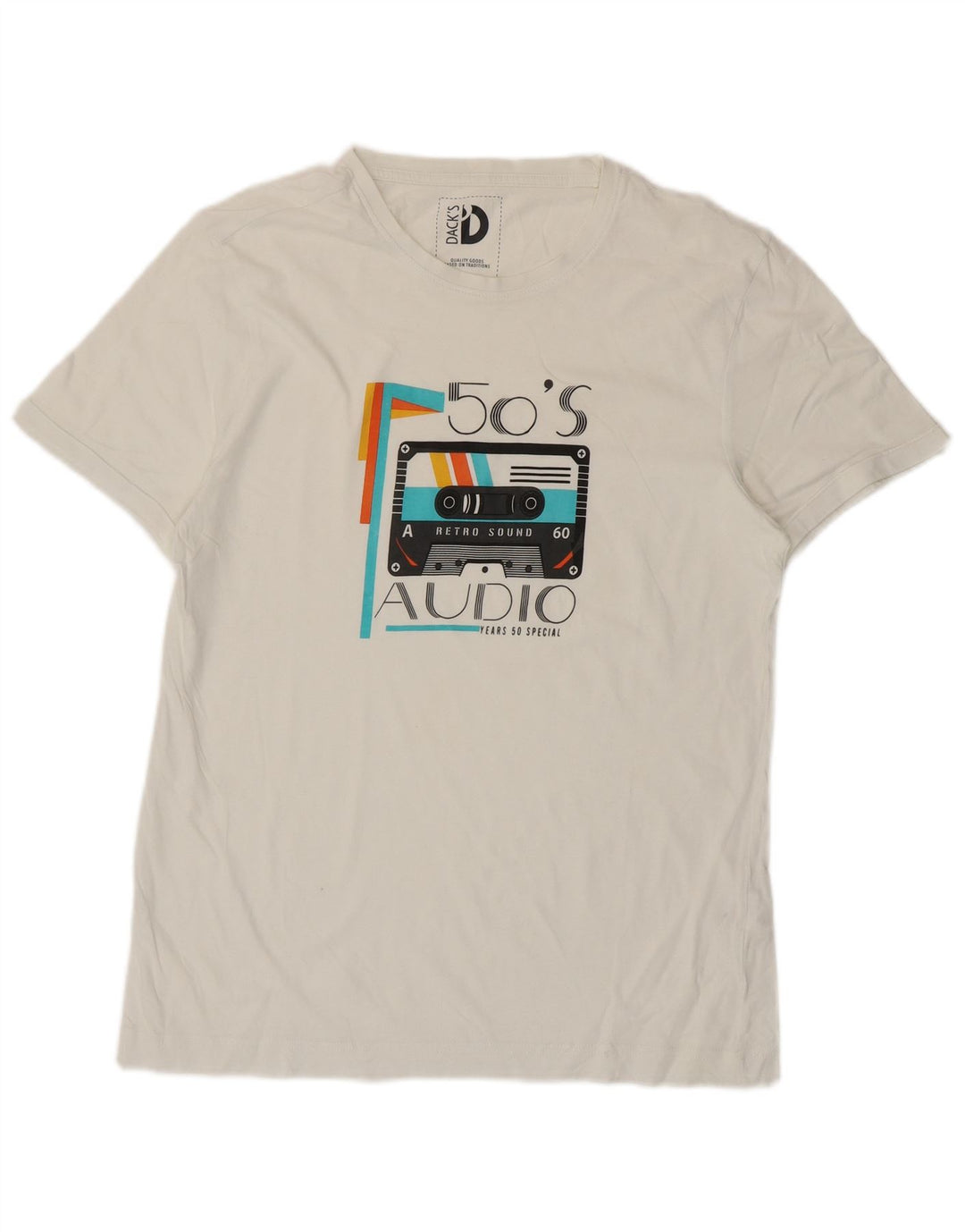 Dack's Camiseta gráfica para hombre Top grande de algodón blanco