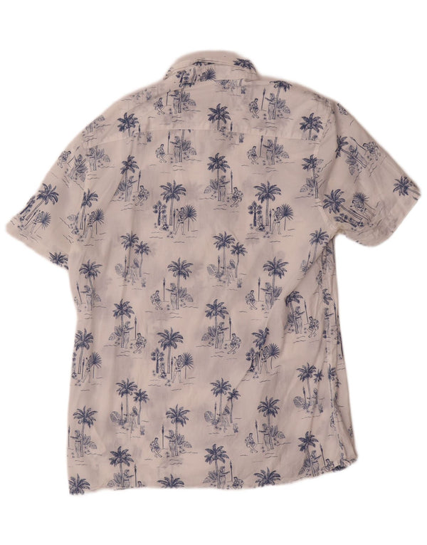 French Connection Camisa estampada de corte clásico para hombre de algodón blanco mediano