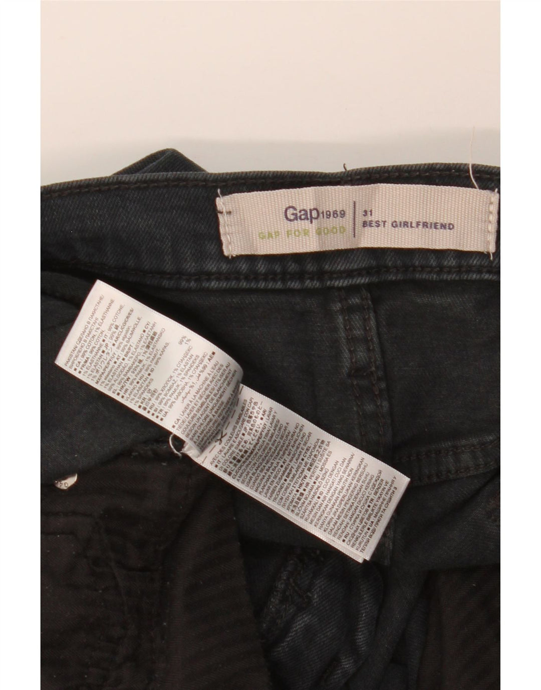 Vaqueros ajustados para mujer GAP Girlfriend W31 L27 Algodón negro