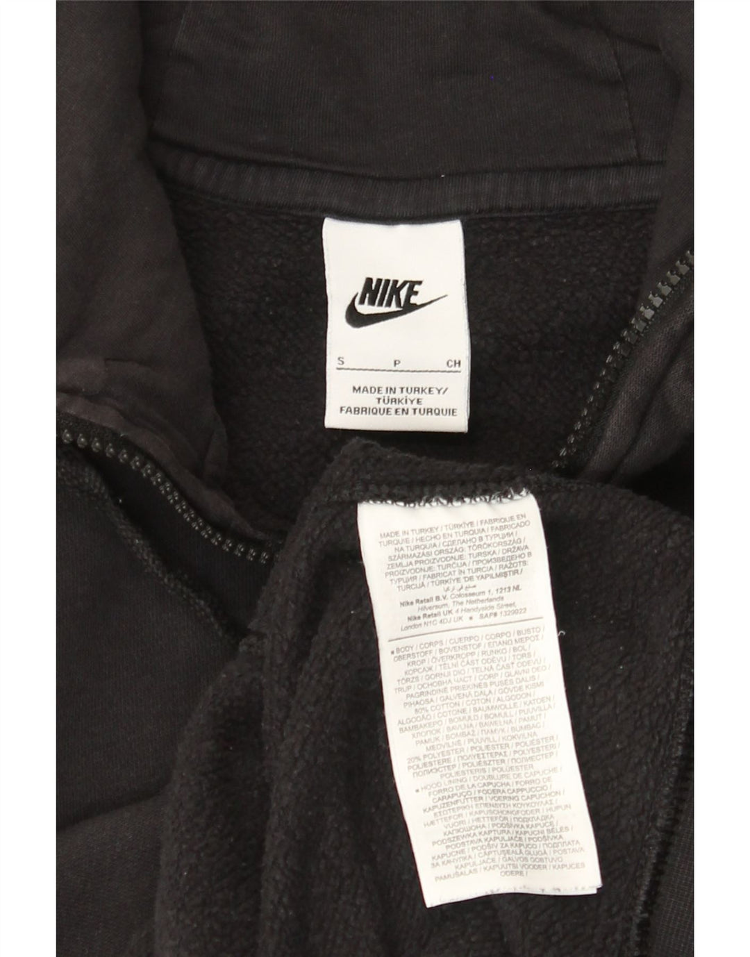 Nike - Sudadera con capucha y cremallera para hombre, talla pequeña, algodón negro
