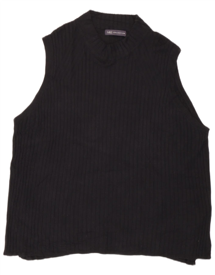 Marks & Spencer Camiseta sin mangas para mujer UK 24 4XL Viscosa negra