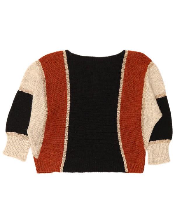 Vintage mujer barco cuello jersey suéter Reino Unido 16 grande multicolor