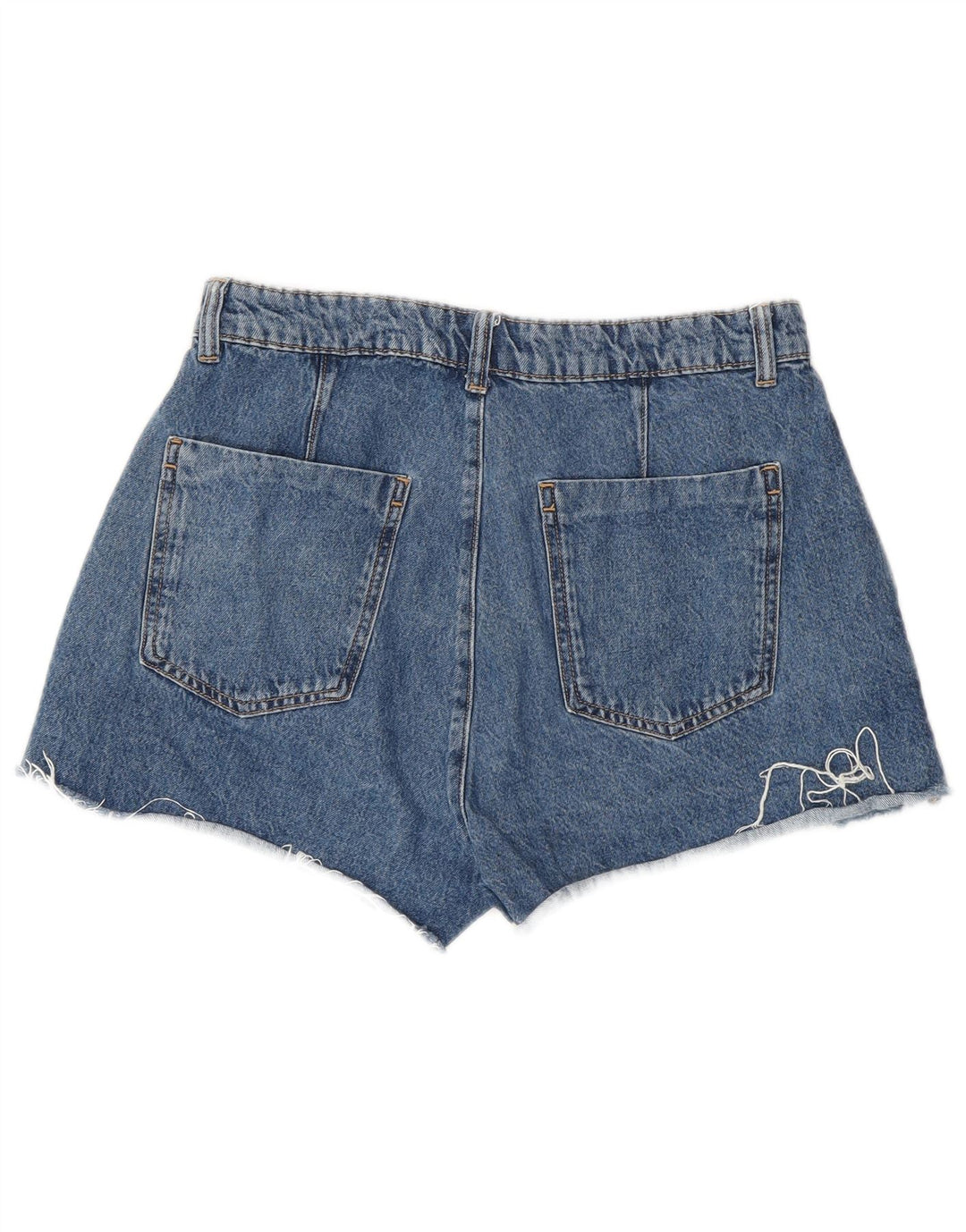 Zara Mujer Pantalones Cortos De Mezclilla De Cintura Alta Medio W28 Azul