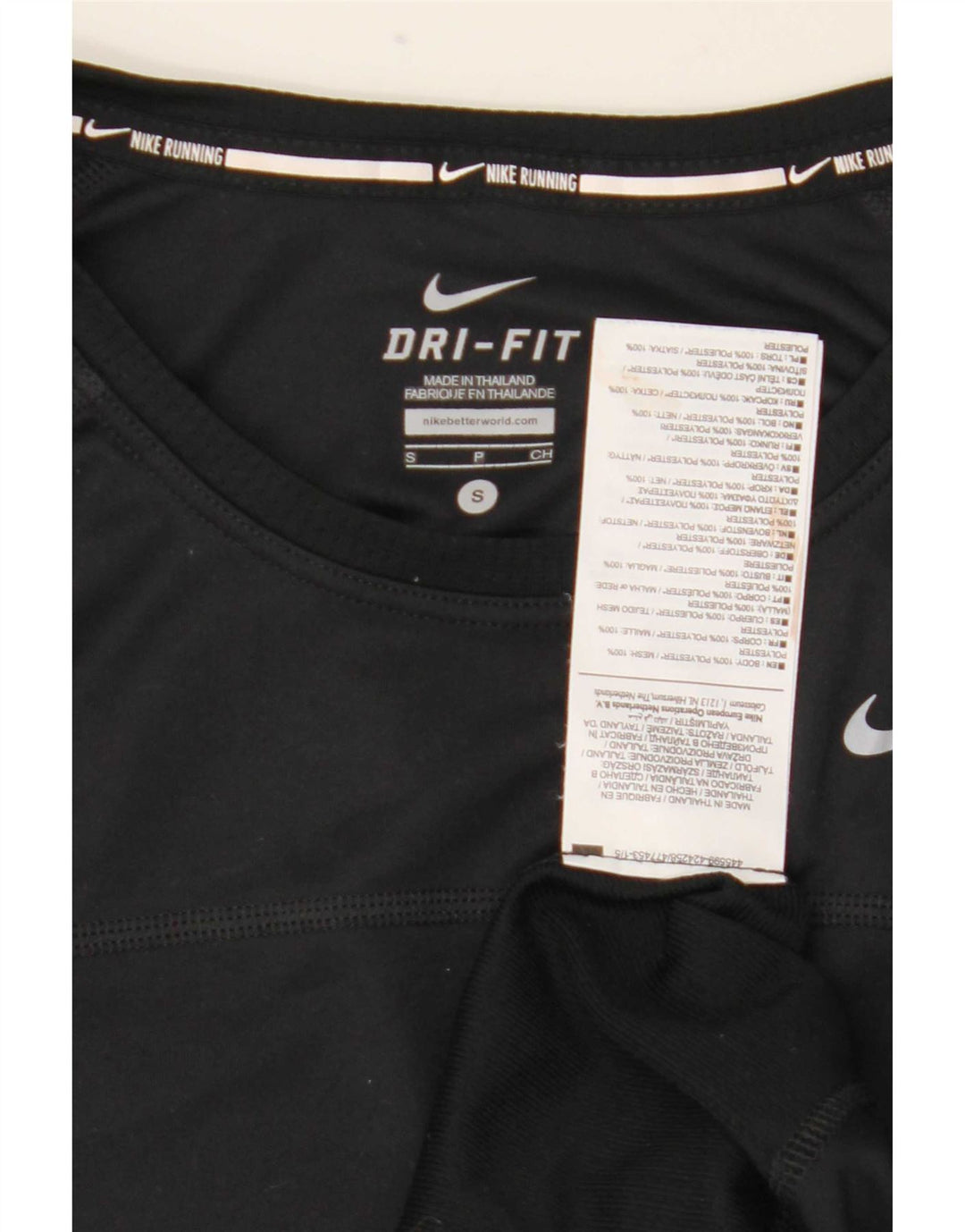 Nike Mujer Dri Fit Camiseta Top UK 10 Small Negro Poliéster