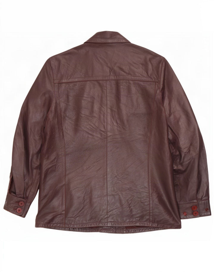 Chaqueta de cuero vintage para hombre Reino Unido 42 XL Borgoña