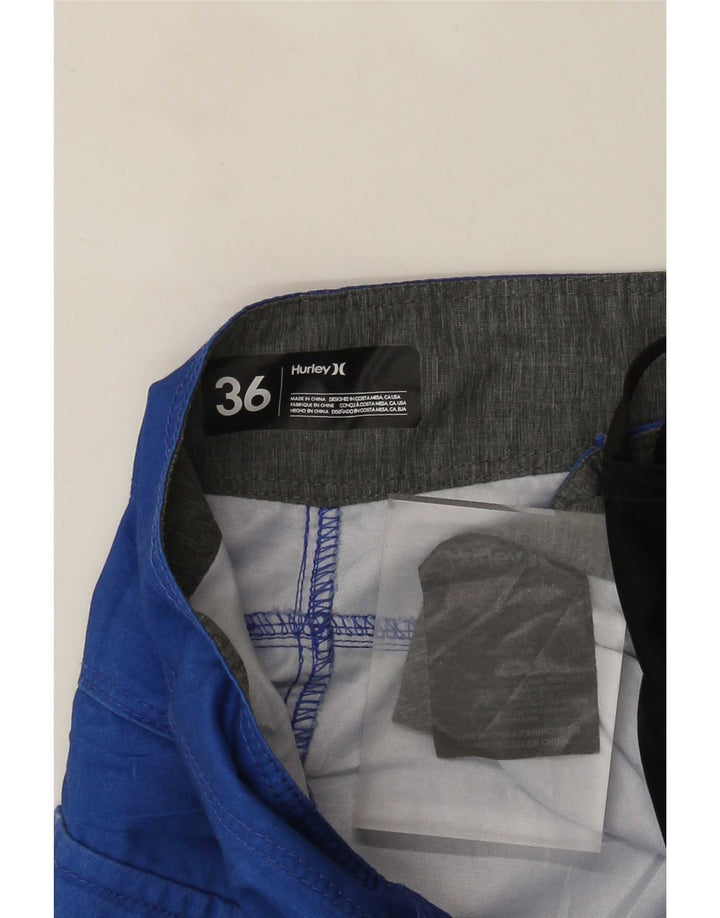 Hurley Bañador con gráfico para hombre, tamaño grande, poliéster a rayas azules