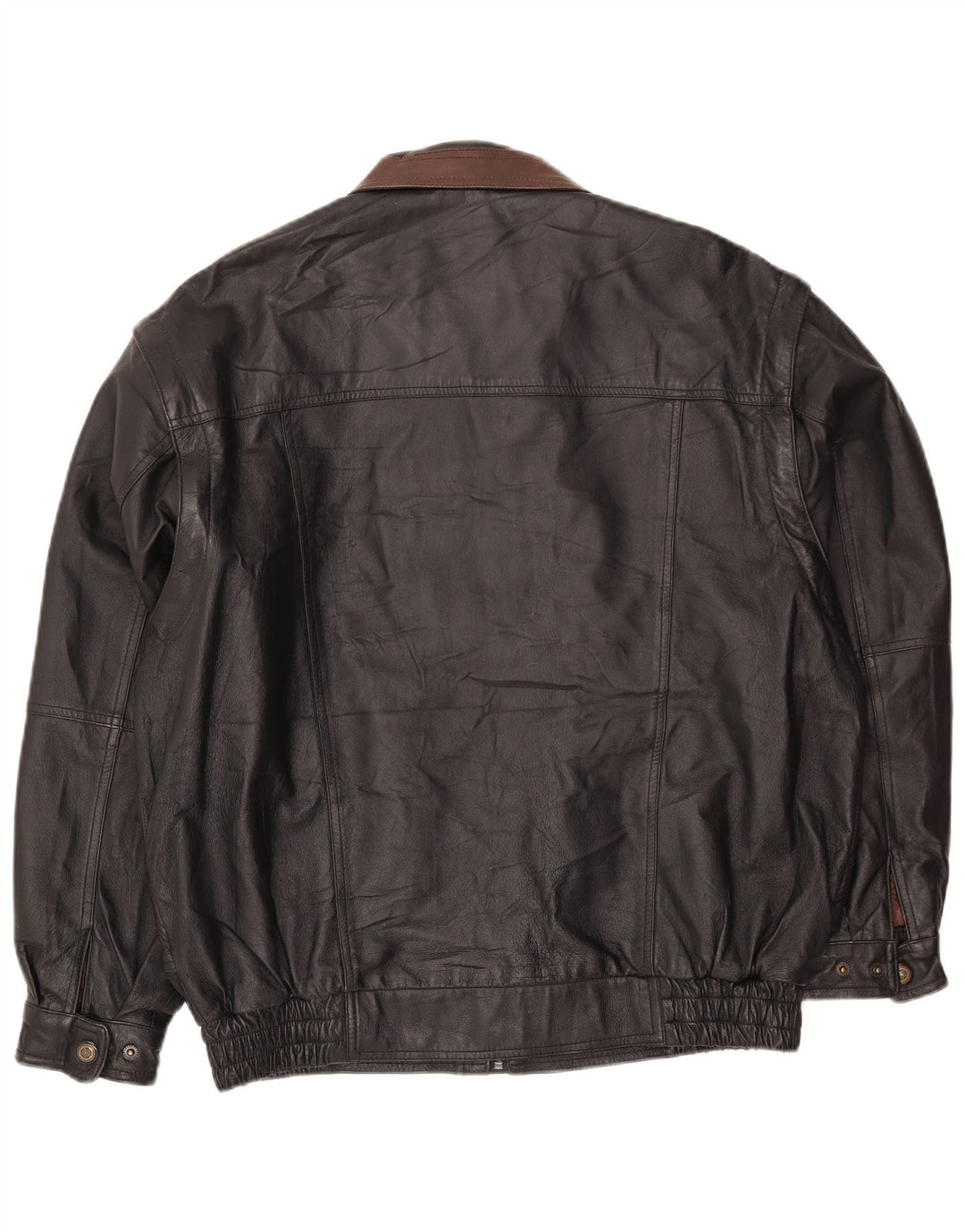 Chaqueta de cuero vintage para hombre IT 50 cuero negro grande