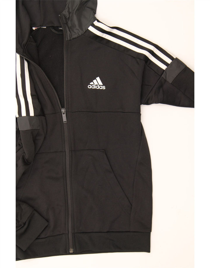 ADIDAS Boys Zip Hoodie Sweater 11-12 Years Black Polyester Vintage Adidas and Second-Hand Adidas from Messina Hembry 