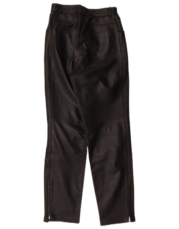 Vintage Mujer Moto Pantalones Rectos IT 38 XS W27 L30 Negro