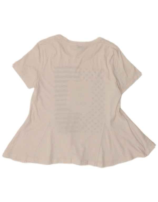 Liu Jo Mujer Milano Graphic Blusa Top Reino Unido 42 Medio Blanco