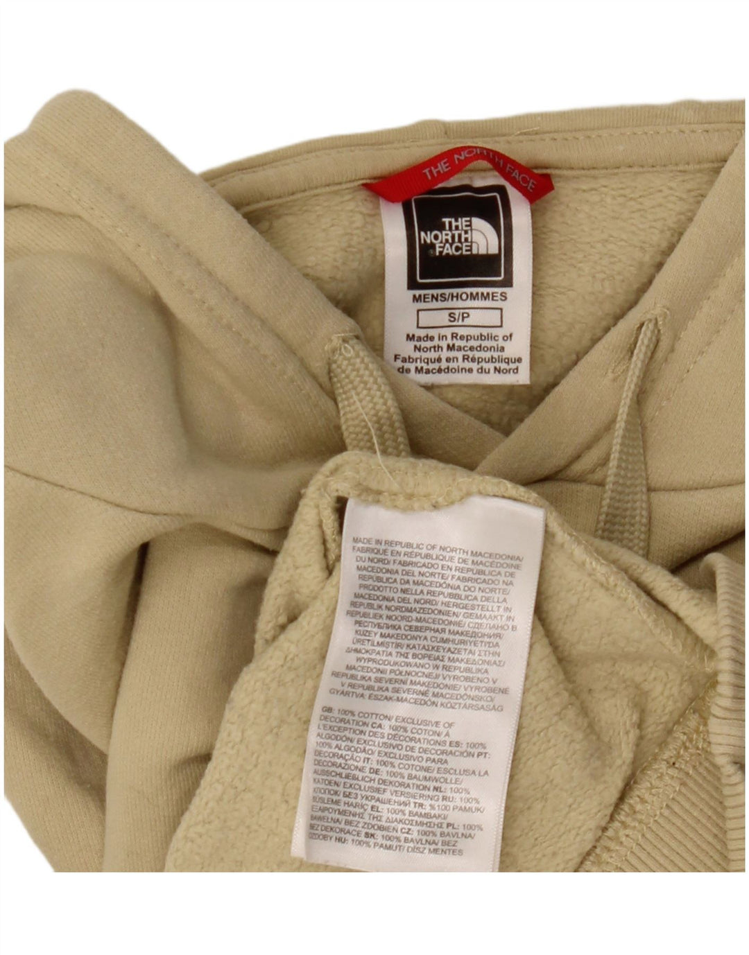 THE NORTH FACE Jersey con capucha para hombre, talla pequeña, algodón beige