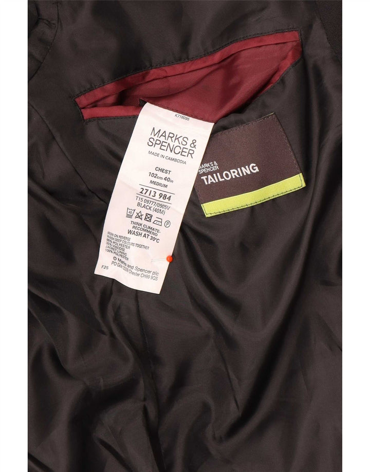 Marks & Spencer Chaqueta tipo blazer de 2 botones para hombre UK 40 Mediano Poliéster negro