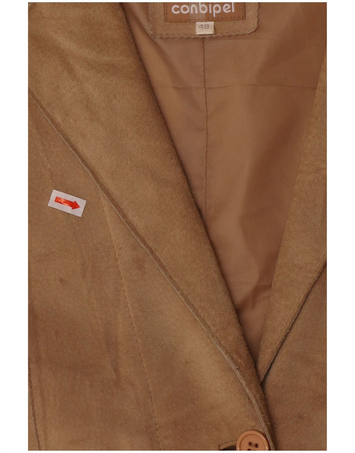 Conbipel Chaqueta Blazer de Ante con 2 Botones para Mujer IT 48 XL Cuero Beige