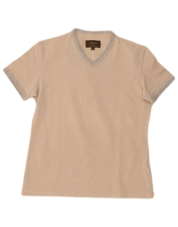 Calvin Klein Camiseta Caquis para Mujer Top UK 10 Small Off White Colorblock