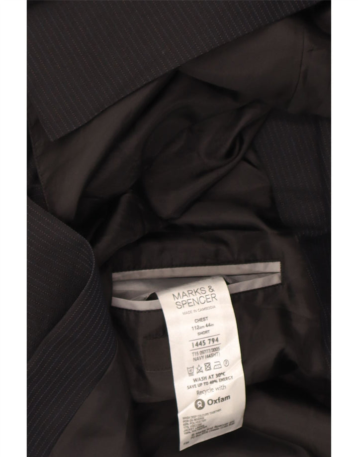 Marks & Spencer Chaqueta tipo blazer de 3 botones para hombre UK 44 XL Azul marino a rayas
