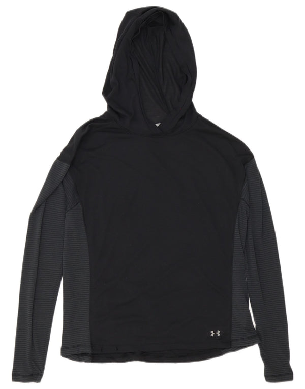 Under Armour Camiseta con capucha Heat Gear para mujer, manga larga, talla S, color negro