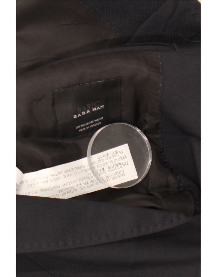 Zara Chaqueta tipo blazer de 2 botones para hombre EU 50 Mediano Azul marino Poliéster