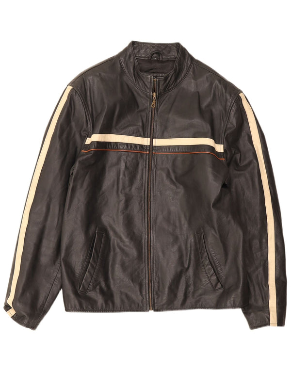 Lee Cooper Chaqueta de cuero para hombre UK 38 Mediana Rayas negras