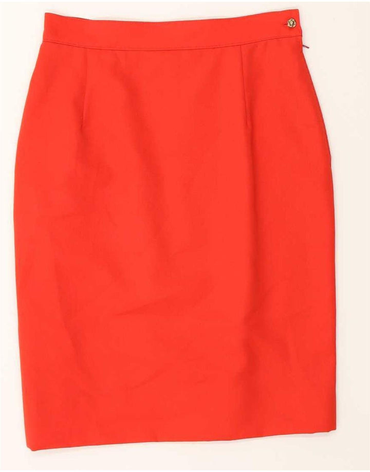 Vintage mujer 6 botones 2 piezas falda conjunto Reino Unido 12 mediano W28 rojo