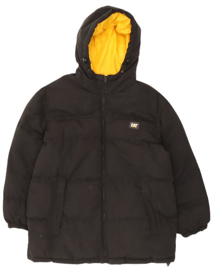 Caterpillar Chaqueta acolchada con capucha para hombre UK 38 Mediana Poliéster negro