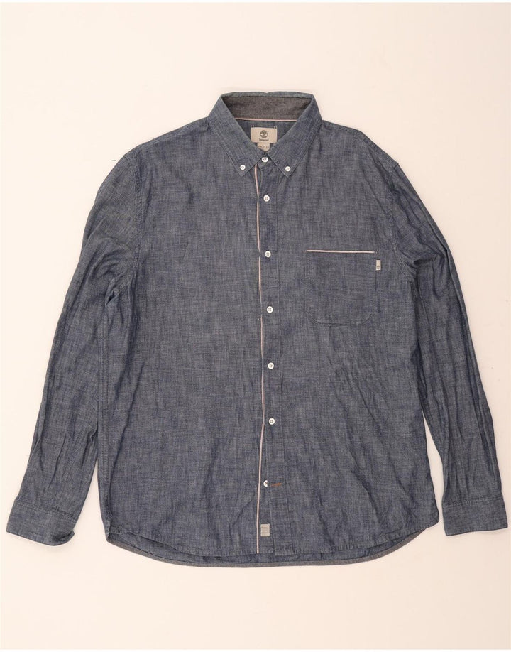 TIMBERLAND Womens Slim Fit Shirt 2XL Blue Cotton Vintage Timberland and Second-Hand Timberland from Messina Hembry 