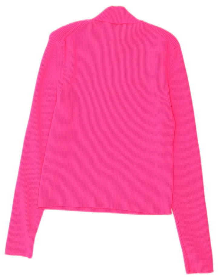 Zara Mujer Crop Top Manga Larga UK 44 Grande Poliamida Rosa