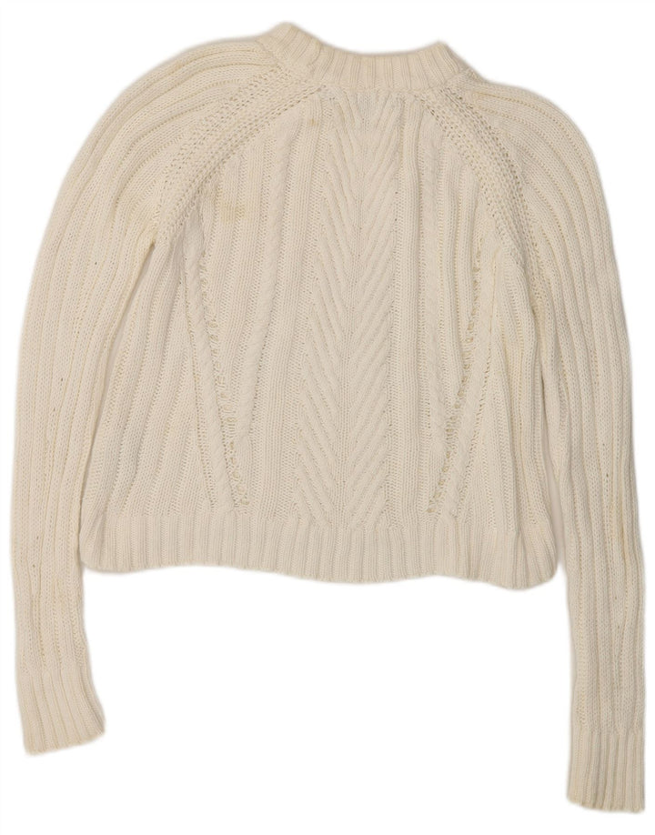 Zara Mujer Crop Oversize Cuello Alto Jersey Jersey UK 10 Small Blanco