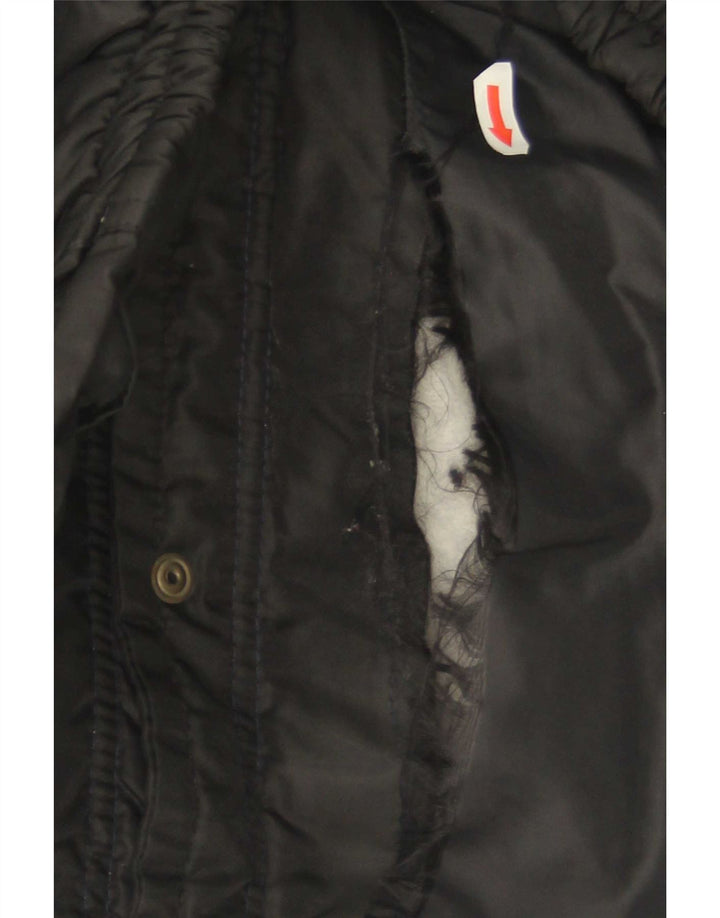 Vintage hombres acolchado Gilet Reino Unido 38 Poliéster negro medio