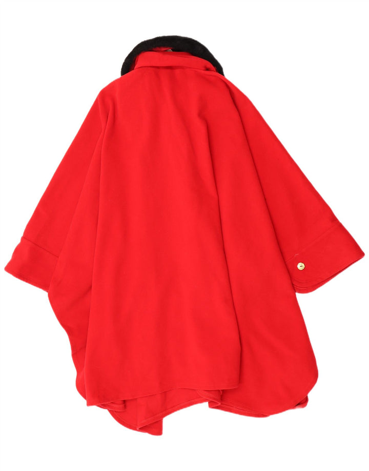 Vintage Mujer Poncho Abrigo Un Tamaño Rojo