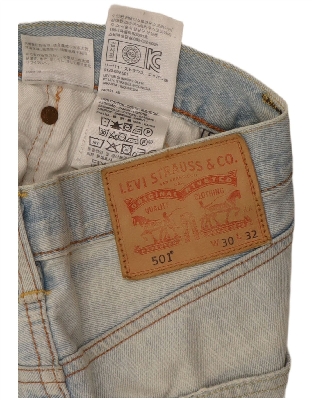 Levi's Hombre 501 Vaqueros Rectos W30 L32 Algodón Azul