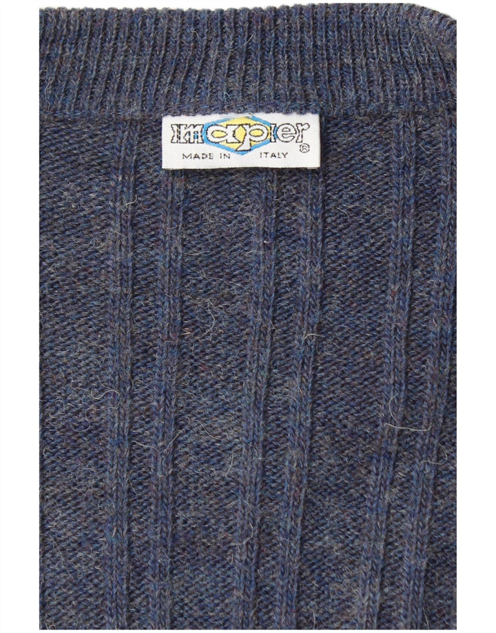 Imapier Cárdigan para hombre suéter grande azul marino moteado
