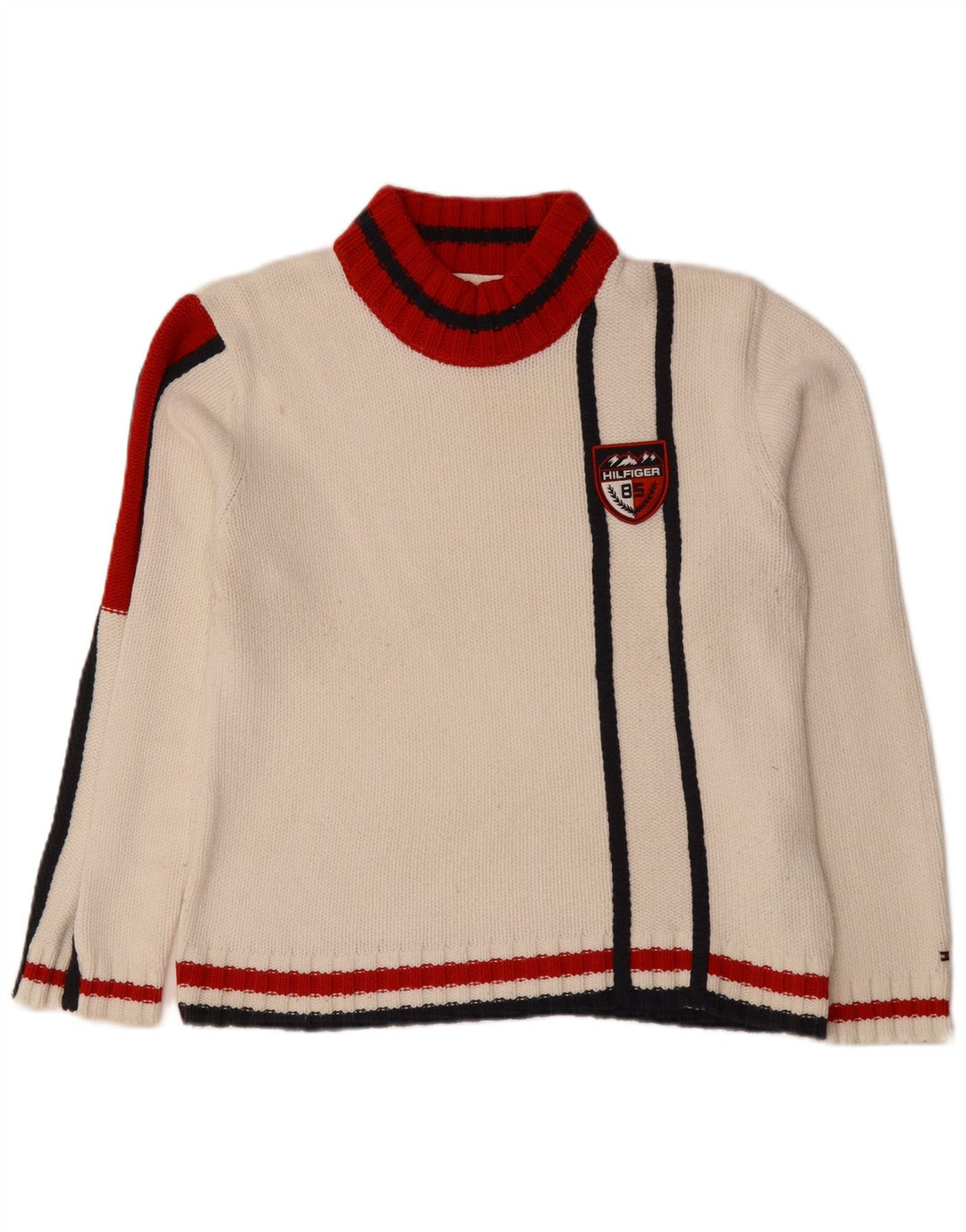 TOMMY HILFIGER Womens Turtle Neck Jumper Sweater UK 16 Large White